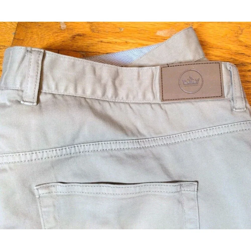 Peter Millar Men's 40 x 29 Ultimate Sateen Khaki Zip Pocket Golf Pants Crown EUC